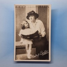 Edwardian Actress Postcard C1917 Real Photo Gladys Cooper Reading With Daughter