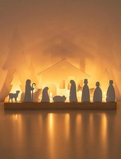 Nativity Scene Set for Christmas Indoor: Romadedi Wooden Crib Sets Candle Holder