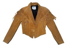 Vintage Fringed Brown Tan Suede Leather Jacket Tassels Fully Lined Phoenix USA