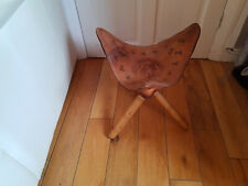 Vintage Leather and Wood Decorative Stool Folding Stool Footstool