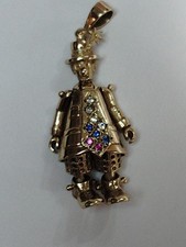 9ct Solid  Yellow Gold 375 Articulated/Movable CLOWN Pendant Hallmarked 