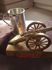 Rare Vintage Stones Advertising GR Cannon & Pewter Glass Bottom Tankard