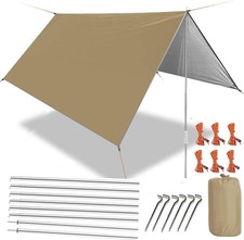 Camping Tent Tarp With Poles Hammock Rain Fly Shelter 3M*3M Waterproof Tarpaulin