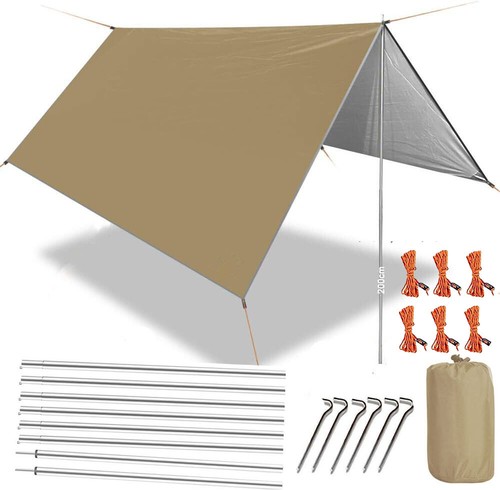 Camping tent tarp with poles - camping,