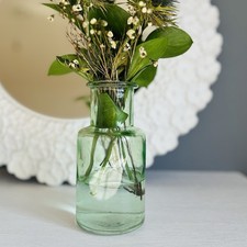 Recycled Glass Bubble Vase Clear Transparent Wide Bottle Abstract Handmade