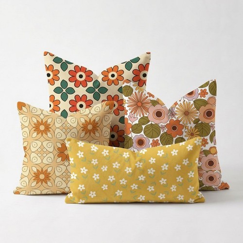 Retro floral warm harmony - x,