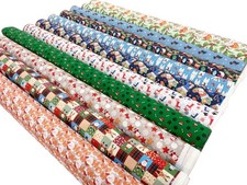 Christmas Polycotton Fabric Budget Cheap Festive Patterned Poplin Craft Material