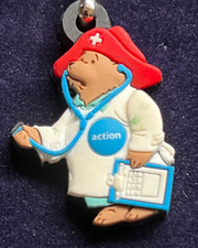 VINTAGE 2003 PADDINGTON BEAR AS DOCTOR FOR ‘ACTION’ CHARITY RUBBER CHARM