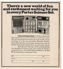 1968 PORTER Chemcraft Student Outfit Chemistry Set Vintage Print Ad