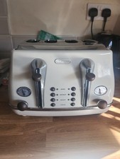 De'Longhi CTOV4003.BG Icona Vintage 4-Slice Toaster - Cream Tested Working 