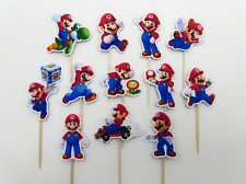 12 x Super Mario Cake Toppers Cupcake Topper | Mario Birthday Party Decorations