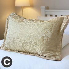 Antique Gold Jacquard Floral X Large Cushion Pillowcase Shimmer Quilted Luxury