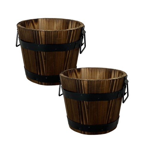 2pc round wooden barrel - round,