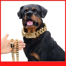 Gold Dog Collar Solid Stainless Steel Dog Choke Big Dog Outdoor Walking Chain UK