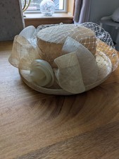 Cappelli Condici  Mother Of The Bride Hat, Cream/Beige With Ribbon & Bow