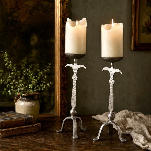 Pair vintage hammered - hammered, metal