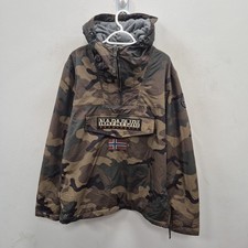 Napapijri Rainforest Winter Anorak Army Camouflage Hooded Fleece Jacket Medium