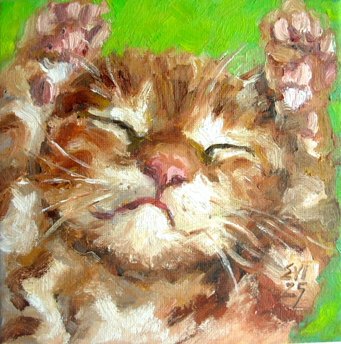 Ginger cat original oil - ginger,