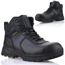 Mens Leather Waterproof Zip Up Safety Steel Toe Cap Work Ankle Boots Shoes Size