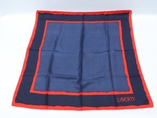 Vintage 70s Liberty Silk Scarf Red Navy Blue Classic