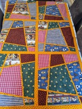 Vintage Patchwork Teddy Bears Blanket Throw Handmade 100cm X 164cm