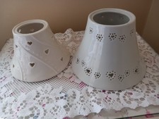 2 x White Yankee Candle Heart design Shades For Meduim or Large Candles