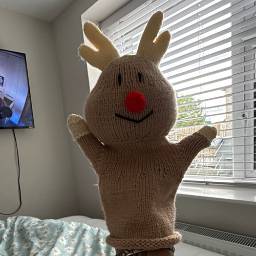 Hand knitted reindeer - hand-knitted,