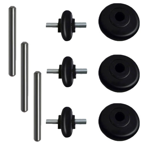 Axle and roller wheel kit - and,
