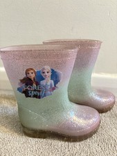 Frozen Elsa Anna Wellies WellingtonBoots Sparkly Flashing Light Up Infant Size 6