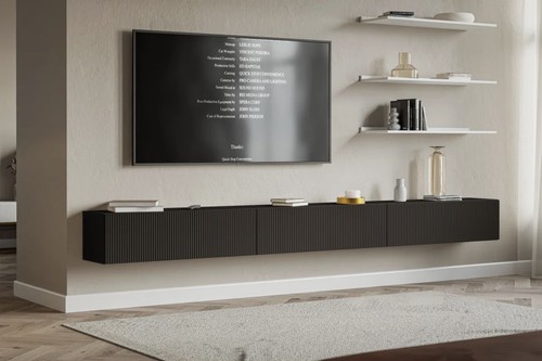 Modern fluted stand - tv, black