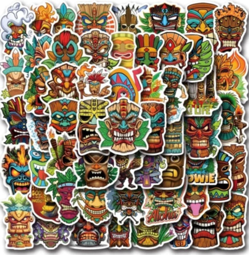 Tiki mask stickers tribal - tiki,
