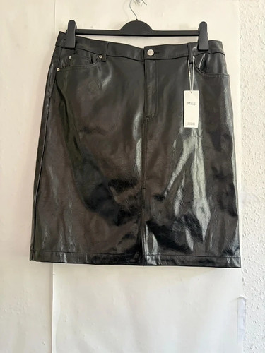 Black faux leather front - black,