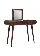 Chestnut Dressing Table With Drawers Storage Mirror Nordic Luxury Furniture