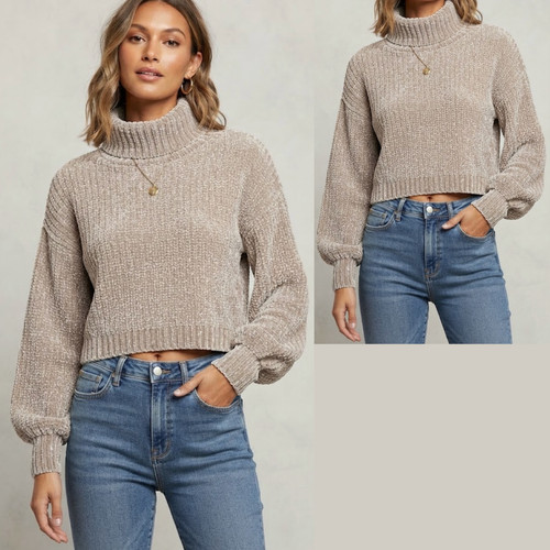 Zenana cropped turtleneck - cropped,