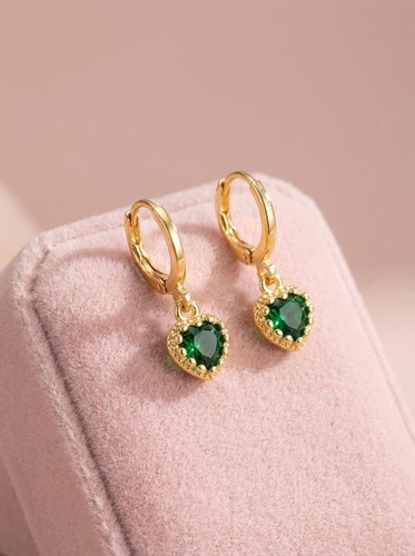 Emerald heart earrings halo - emerald,