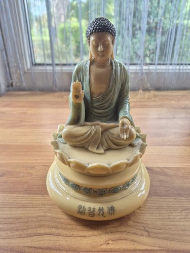 Vintage green resin shakyamuni - resin,