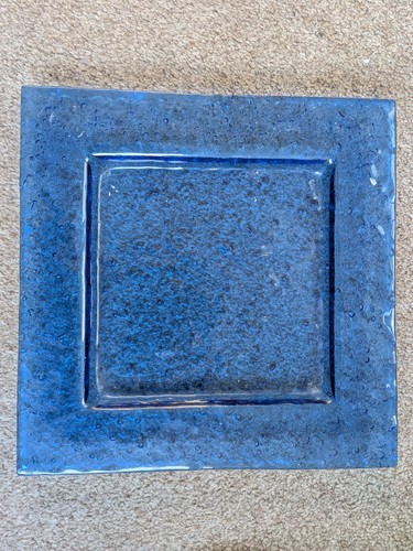 Blue fused glass plate - glass, bubble