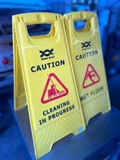 2 Yellow Floor Signs . 1x Cleaning in Progress Sign . 1x Wet Floor Sign .