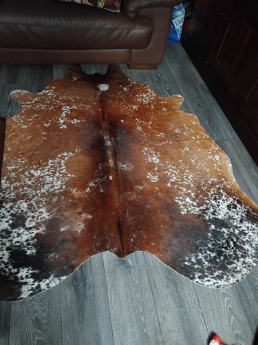 Tri colour cow hide rug - rug, medium