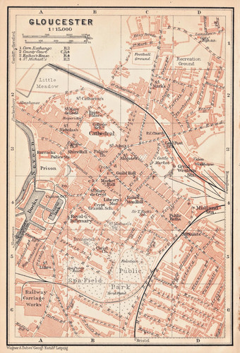 Gloucester antique map town - gloucester, map,