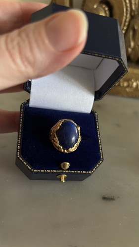 Antique 18ct gold ring lapis - antique,
