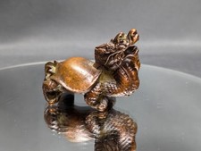 Vintage Chinese Bronze & Copper Fengshui Zodiac Dragon Turtle Wealth Sculpture
