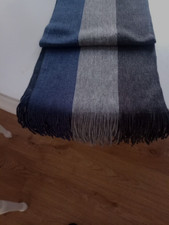 M&S Men's Navy Grey Mix Striped Scarf Fringe Marks & Spencer NEW