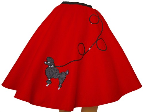 Red felt poodle skirt - red,
