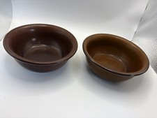 2 x Brown Glazed Stoneware