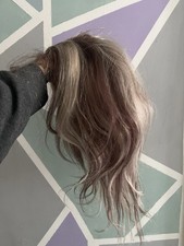 Blonde Brunette Highlights 16 Inch Human Real Hair Lace Front Wig Hair Piece