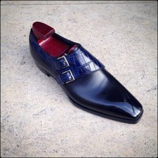 Custom Made Men's Blue Leather