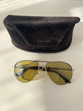 Tom Ford Marko TF144 18N TFL Silver Frame Green Lens Pilot  Sunglasses w/ Case