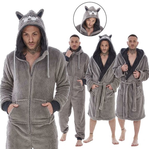 Mens snuggle fleece wolf - mens, 3d