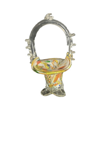 Hand blown art glass basket - hand,
